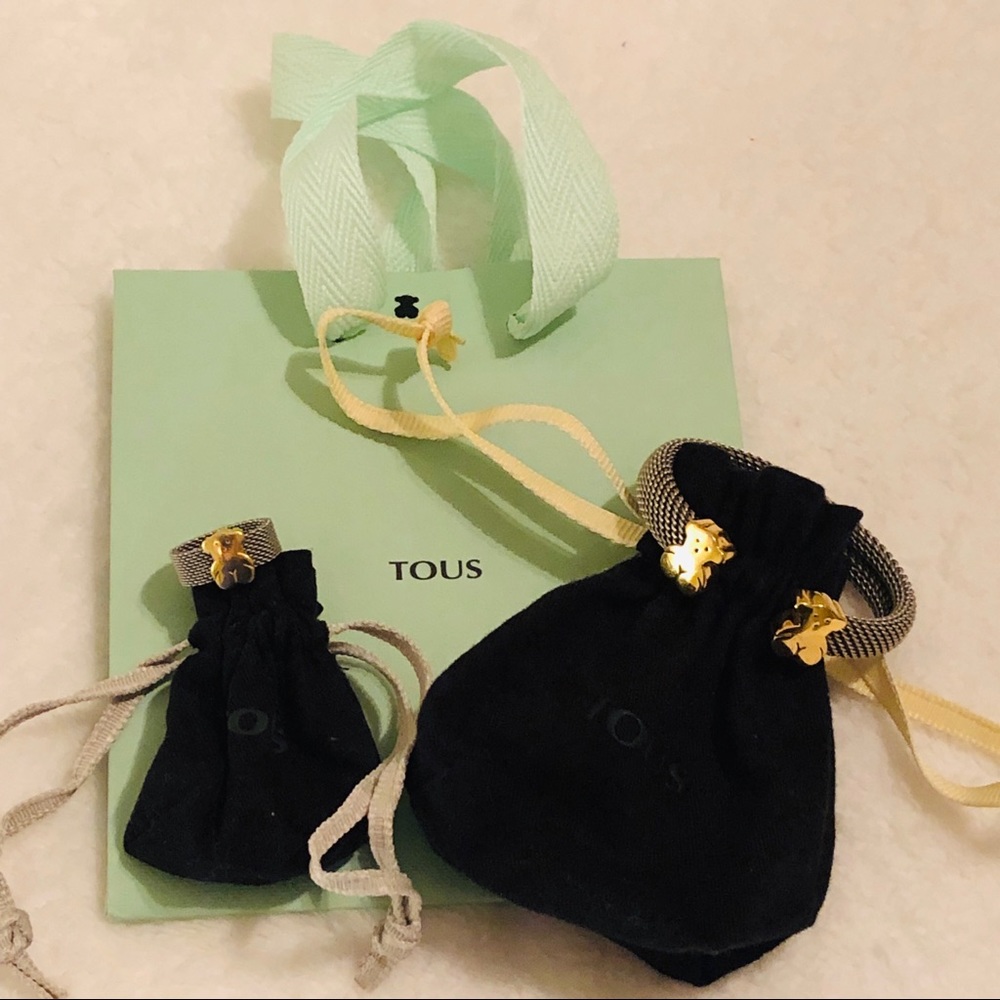 Authentic Tous Mesh and Gold ring and bracelet